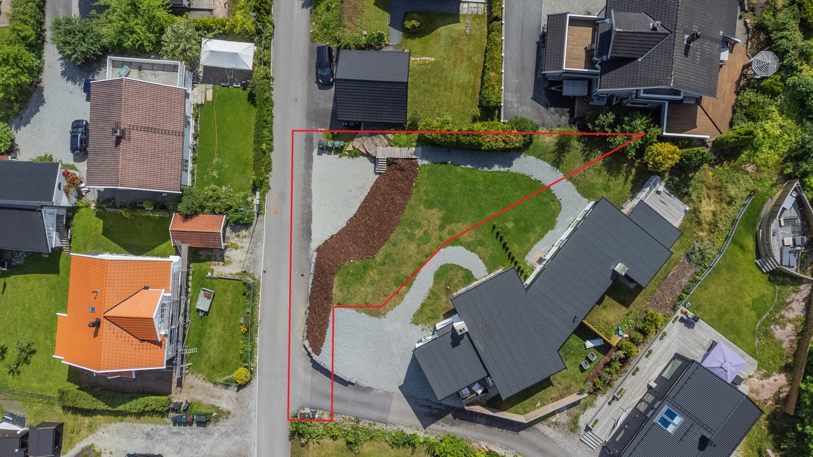 Flott boligtomt på Tangen/Hedensrud med rammetillatelse og godkjente tegninger for enebolig. (Strekene er kun ca. mål) Galleribilde