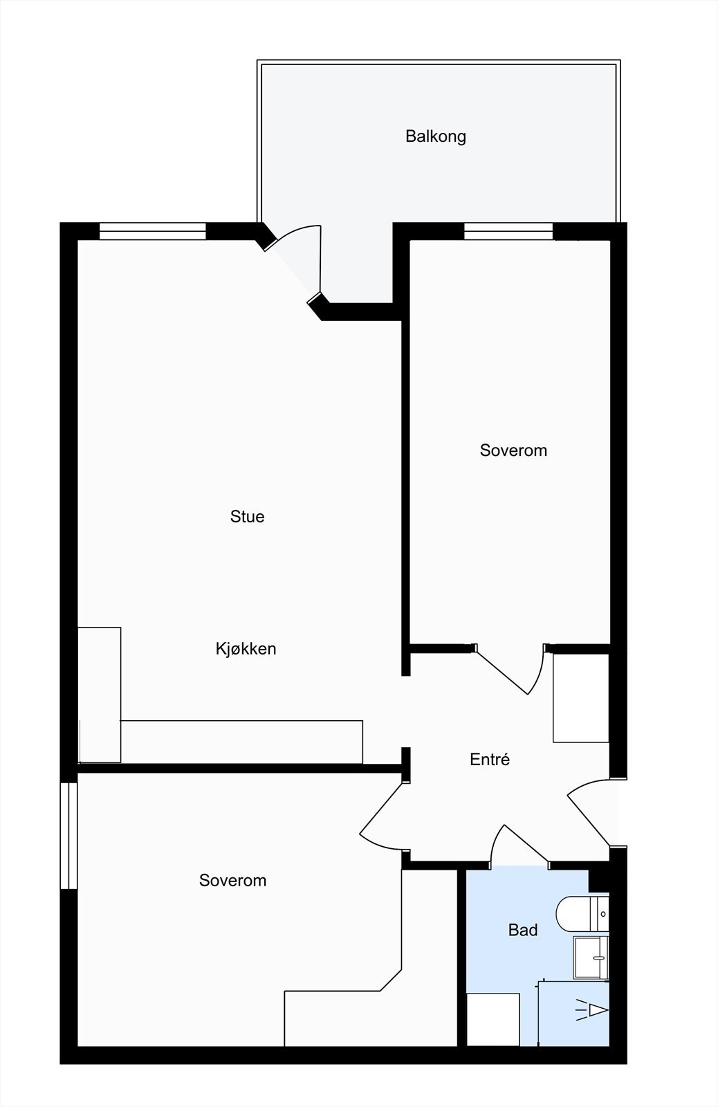 Alternativ planløsning med 2 soverom. (Selger og megler tar ingen ansvar/risiko for at tiltakene er gjennomførbare). Galleribilde