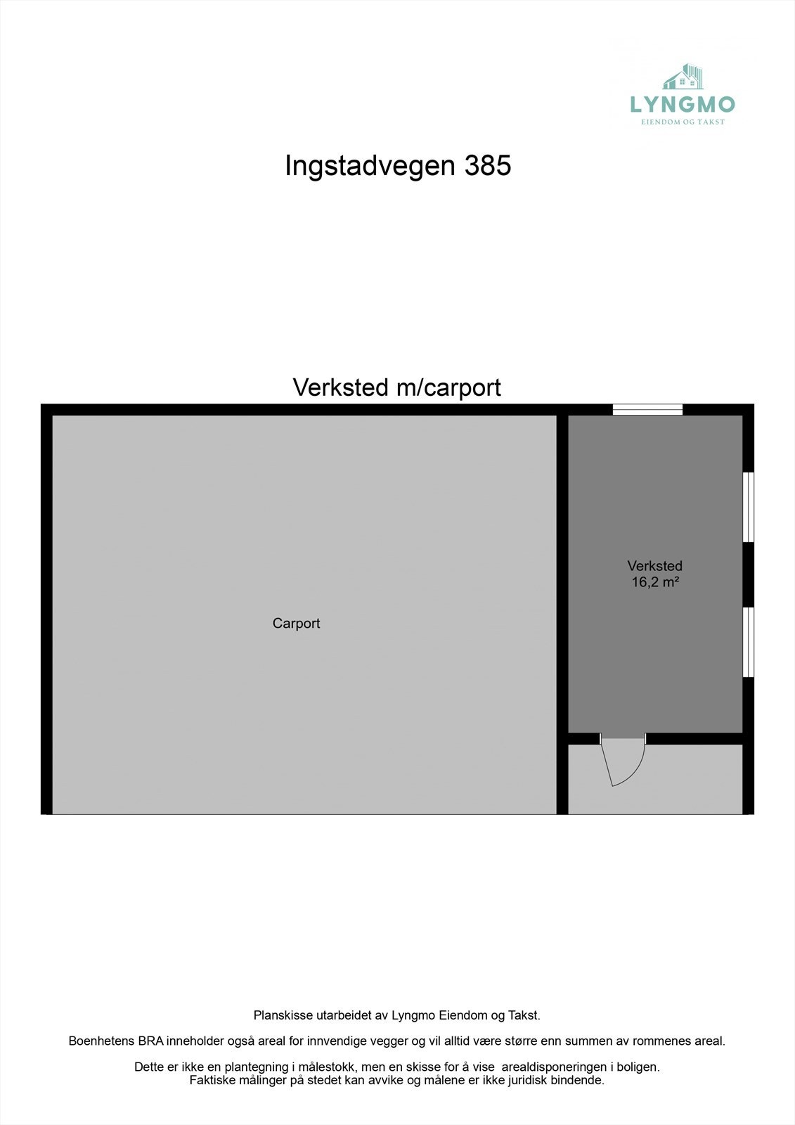 Planskisse verksted med carport Galleribilde