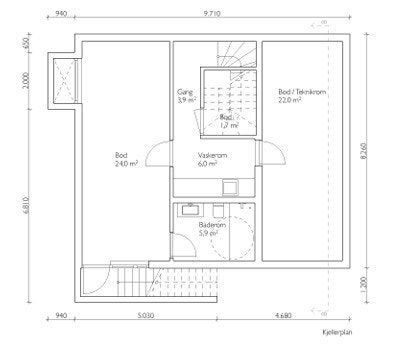 Plantegning kjeller. Galleribilde