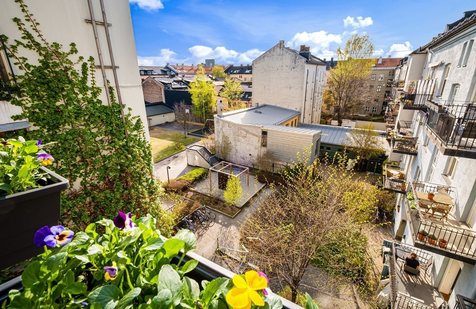 Vestvendt balkong med sol fra tidlig ettermiddag til sent på kvelden Galleribilde