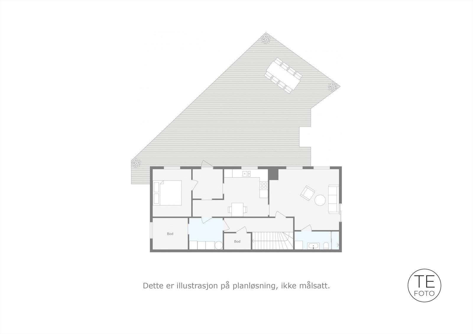 Plantegning underetasje - Hageleilighet. Galleribilde