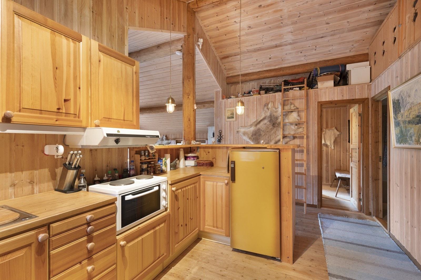 Godt med skapplass og rikelig med benkeplater som er praktisk for matlagingen. Galleribilde