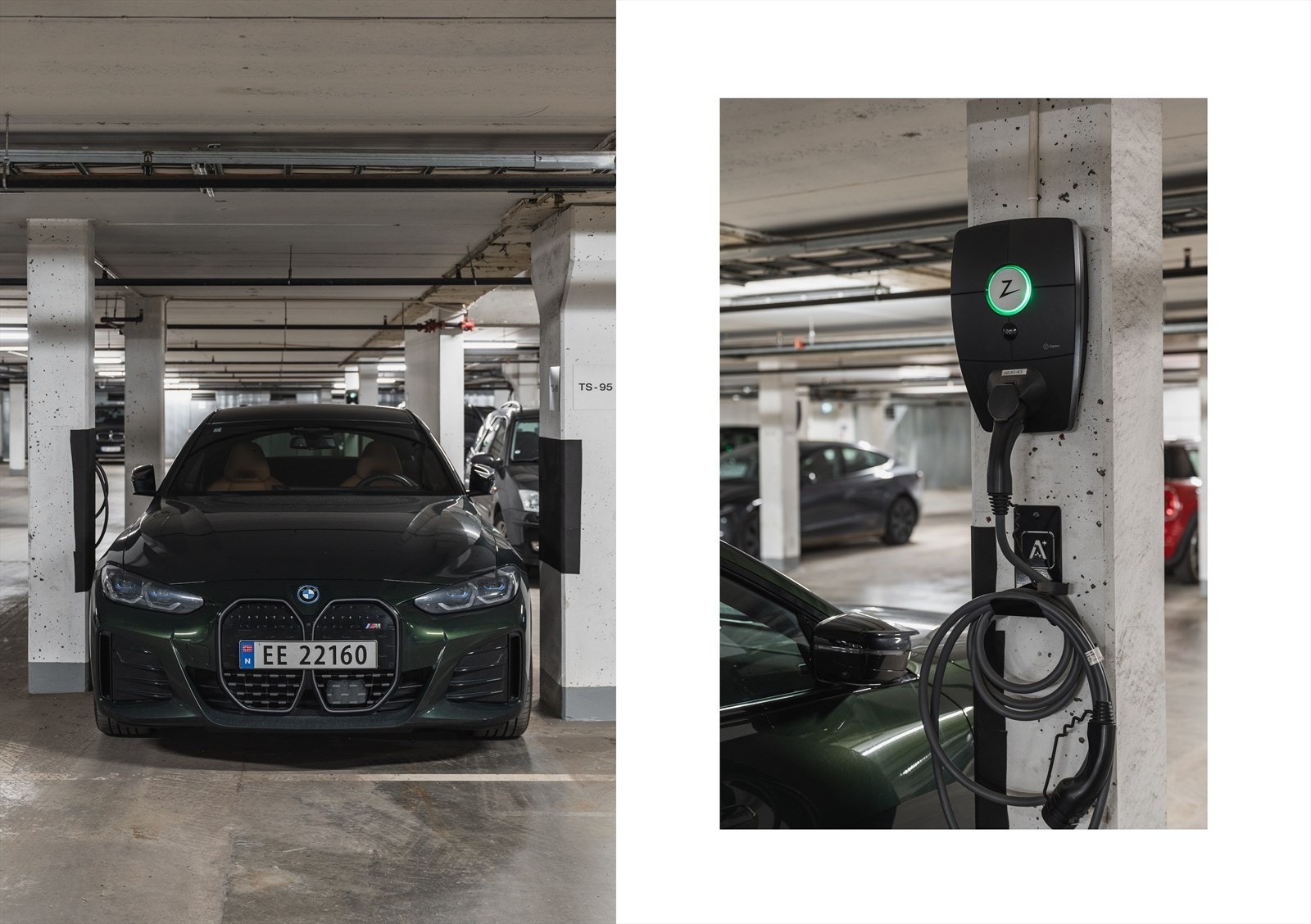 Parkeringsplass med lader medfølger leiligheten. Galleribilde