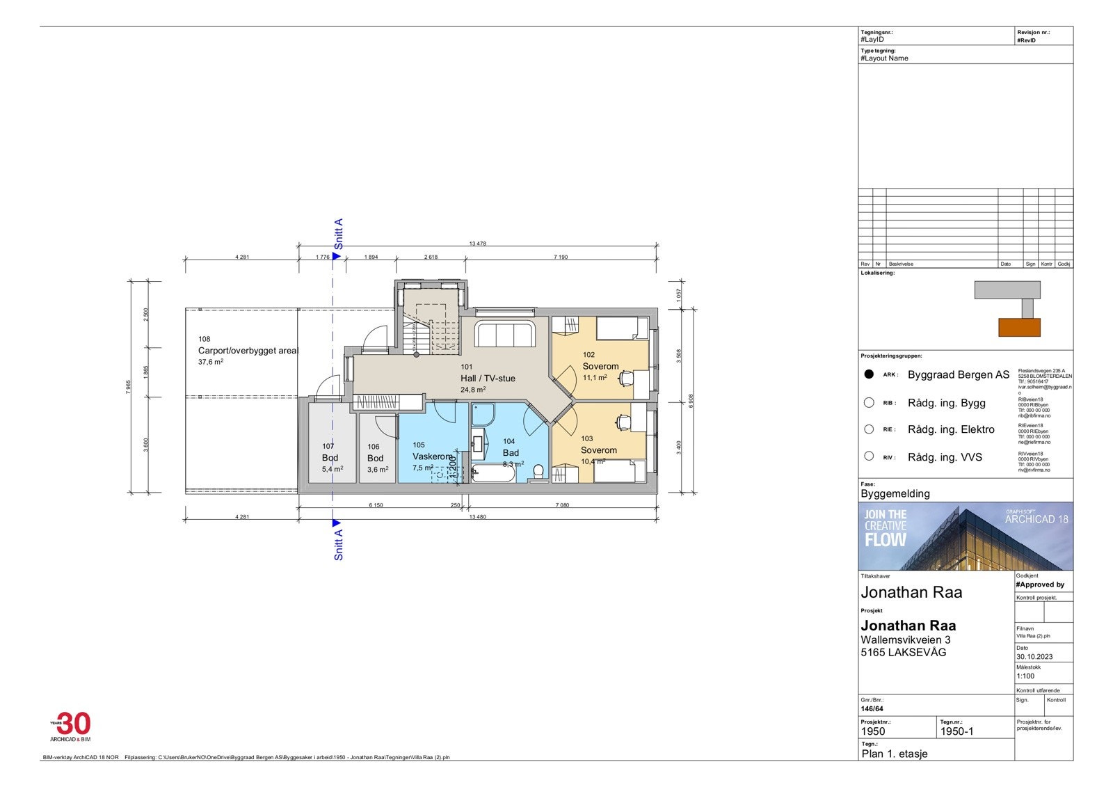 Plantegning 1. etg. Galleribilde