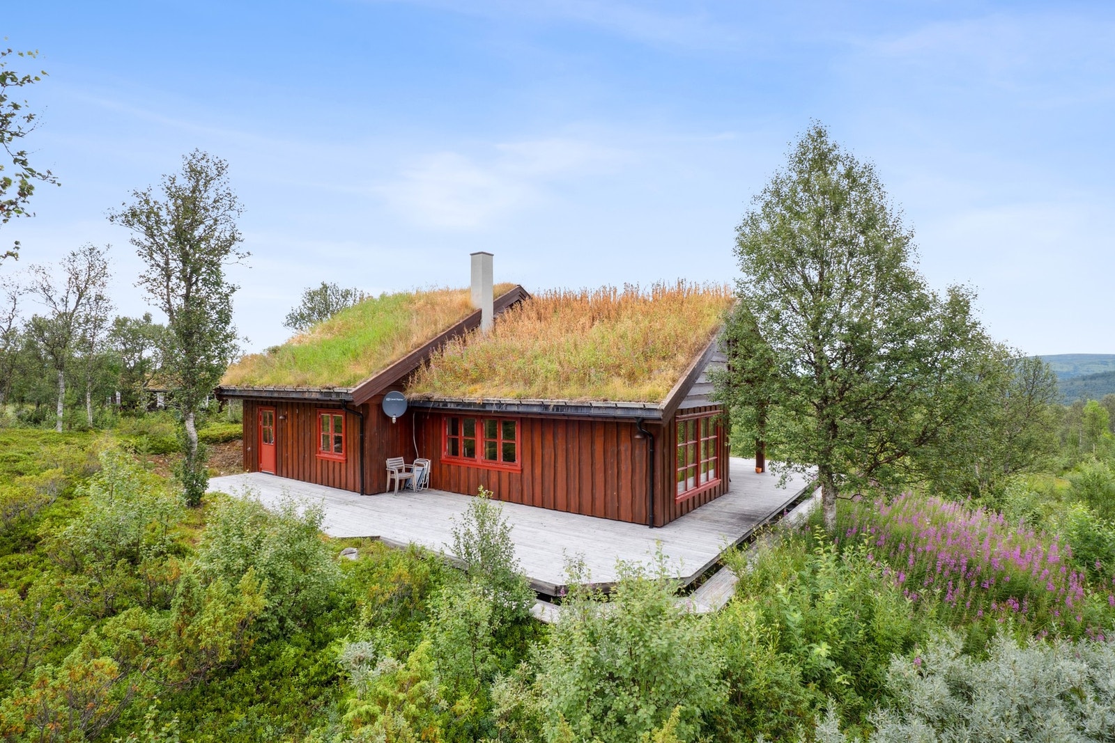 Hytta ligger fint til med en stor tomt på ca. 2 mål. Galleribilde