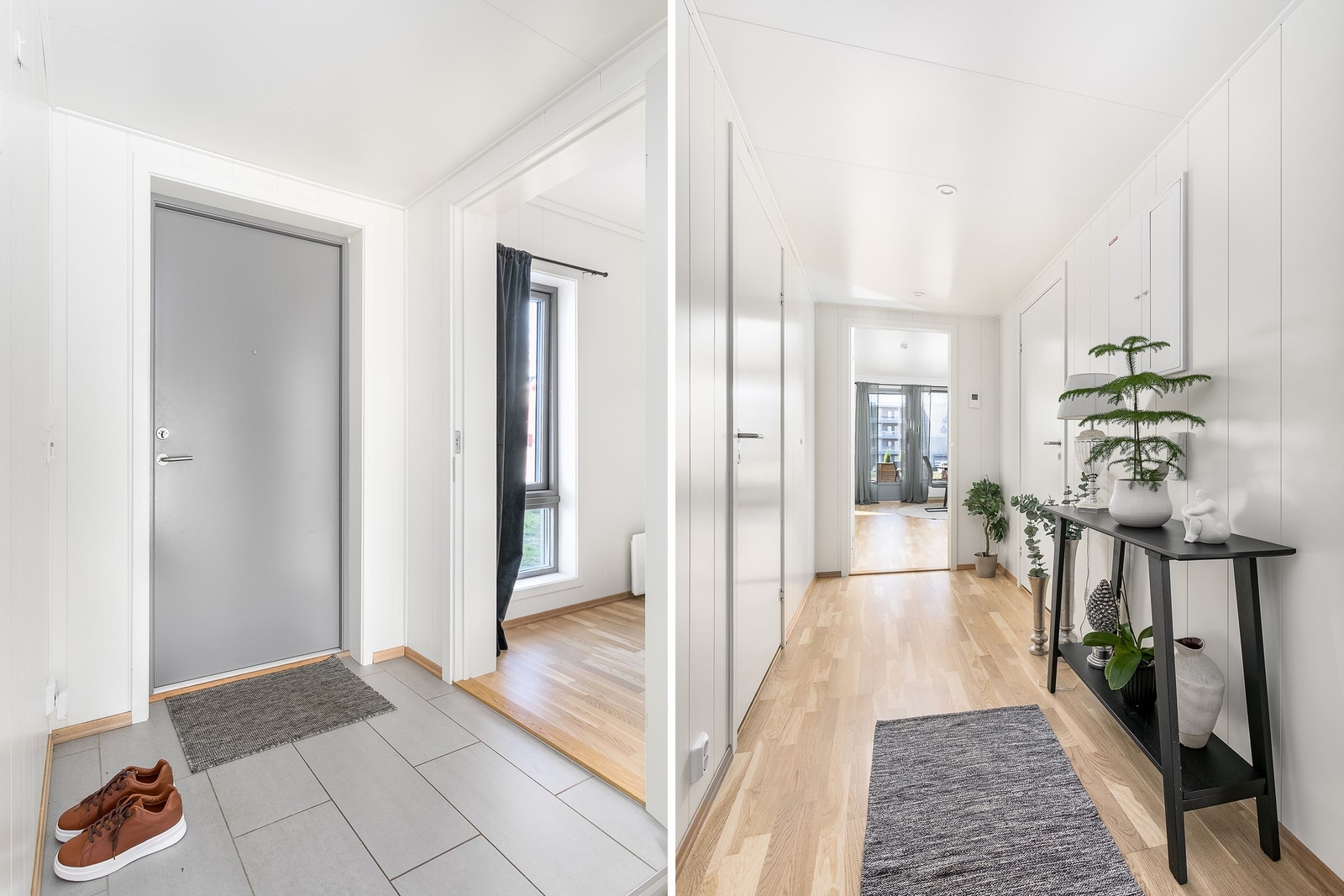 Gangen kan lukkes av når det er ønskelig å avskjerme soverommene fra stuen. Galleribilde