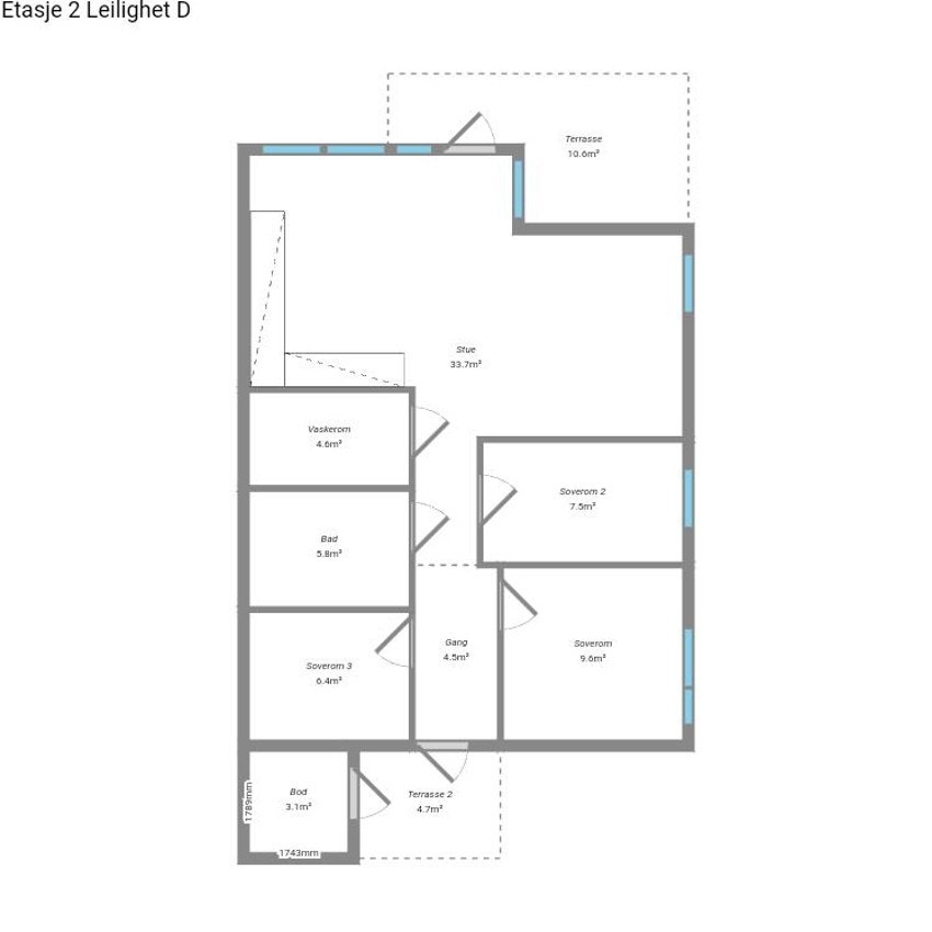 Plantegning Leilighet D, 2 etg Galleribilde