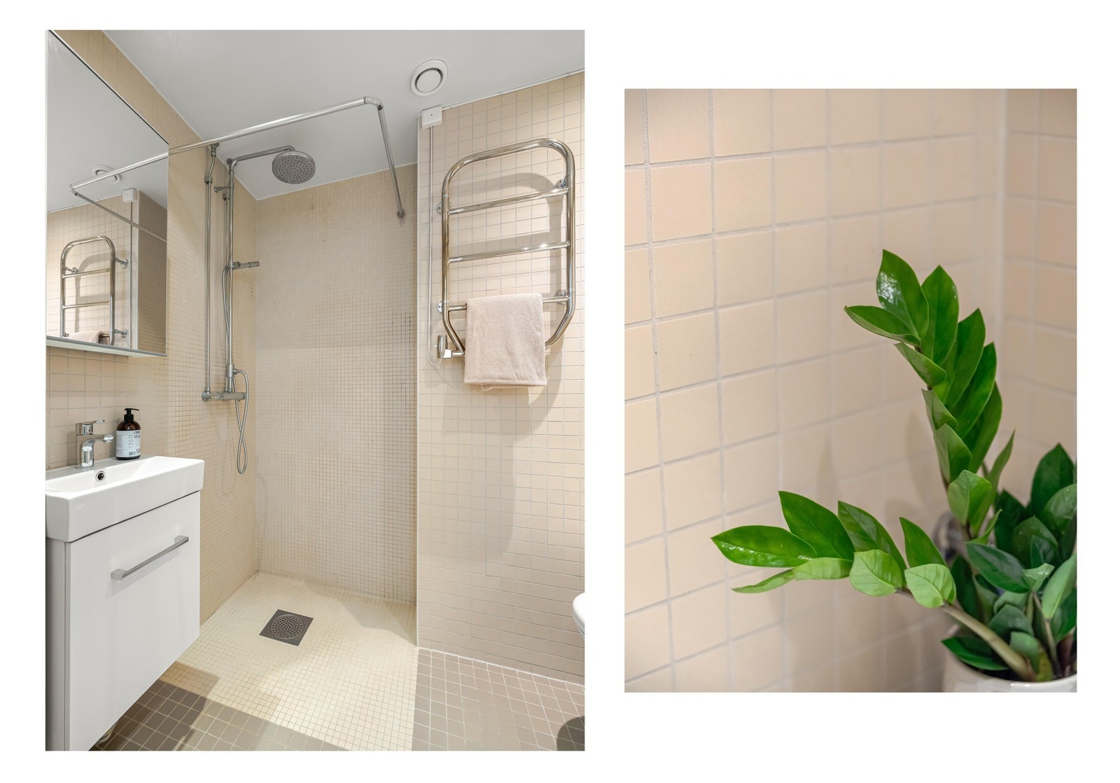 Det er lune varmekabler i gulv og downlights i tak. Galleribilde