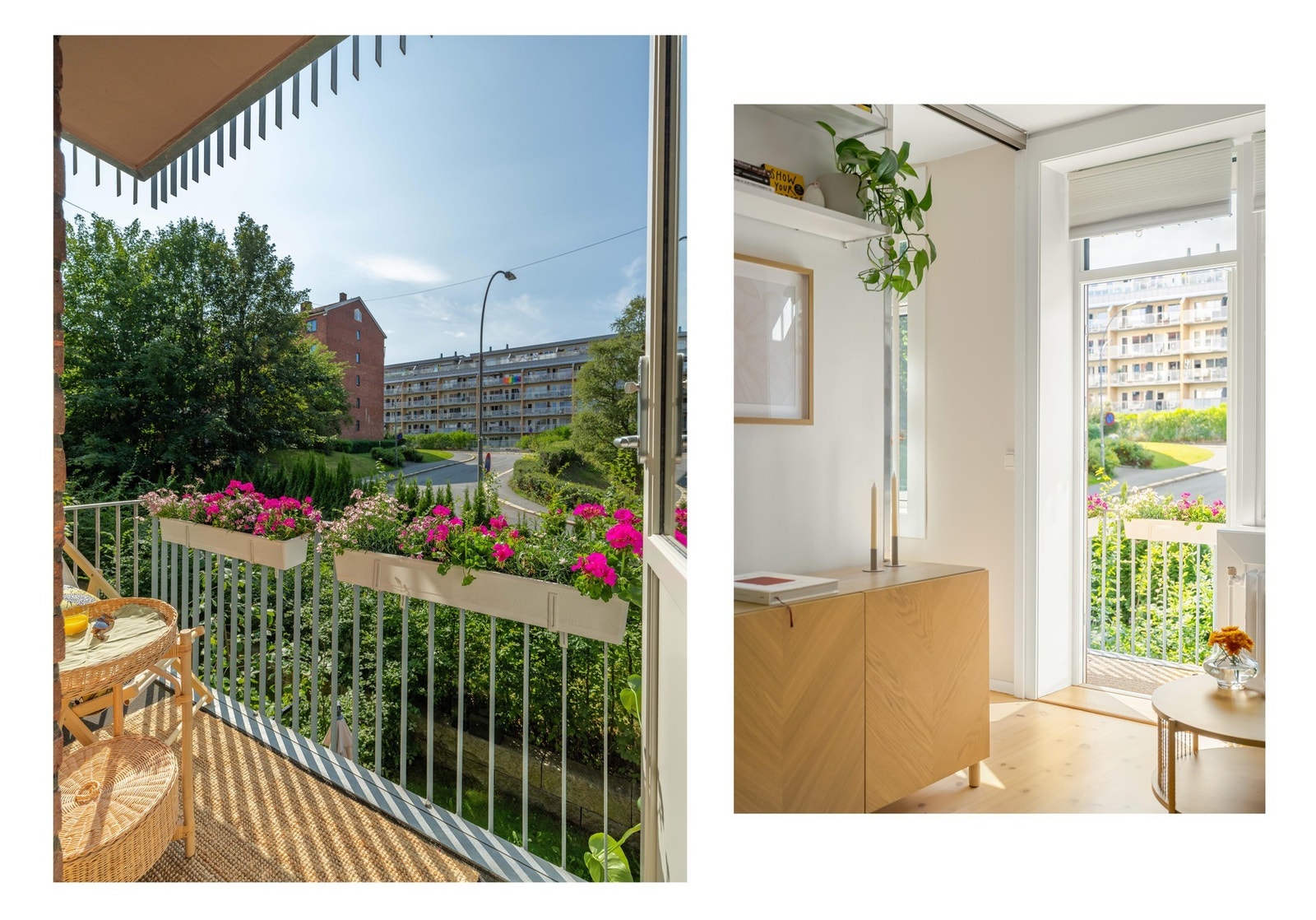 Det er plass til å innrede med cafésett på balkongen. Enten om du ønsker å nyte morgenkaffen her ute, eller et glass vin i kveldssolen. Galleribilde