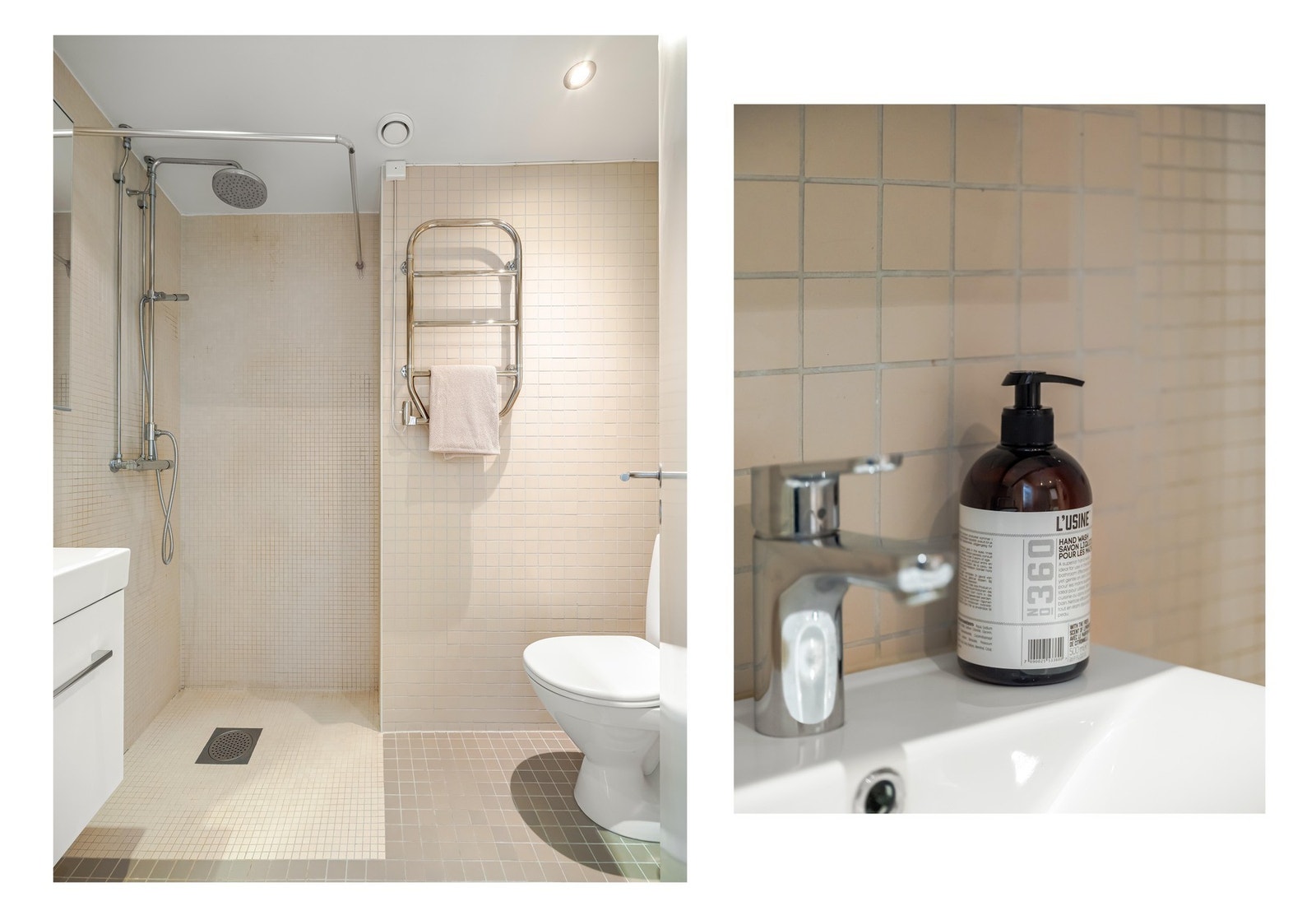 Badet er lyst og delikat fra 2006, med adkomst fra entréen. Galleribilde