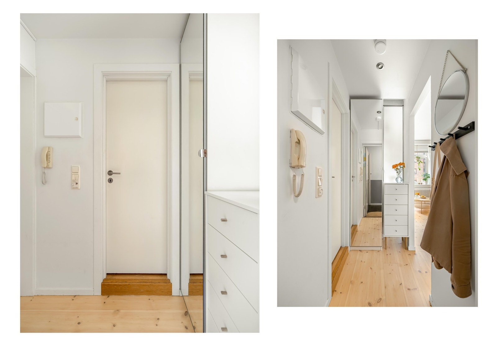 Velkommen inn! Det er praktisk lagring til yttertøy og sko i medfølgende garderobe. Galleribilde