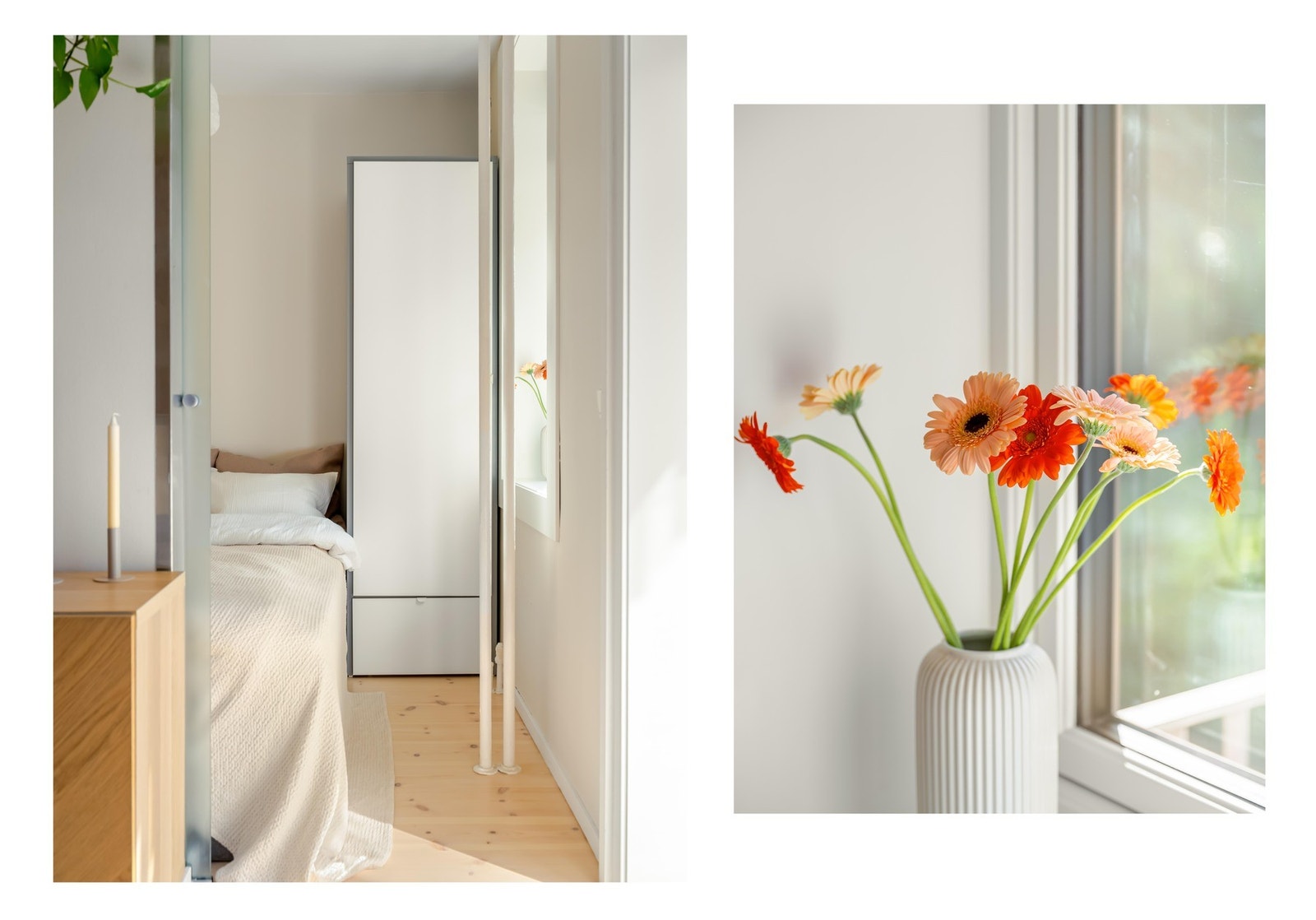 Soverommet finner du her, adskilt fra stuen med skyvedør i frostet glass. Galleribilde