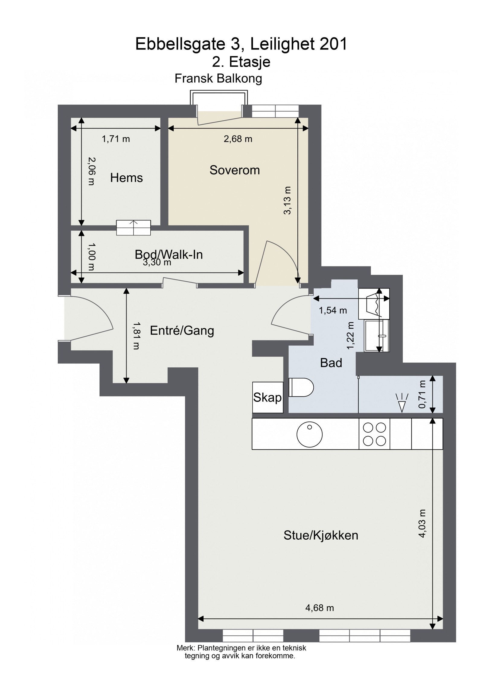 Alternativ plantegning. Det er mulig å stenge igjen hemsen fra soverommet og lage adkomst til hems fra dagens bod/walk-in. Galleribilde