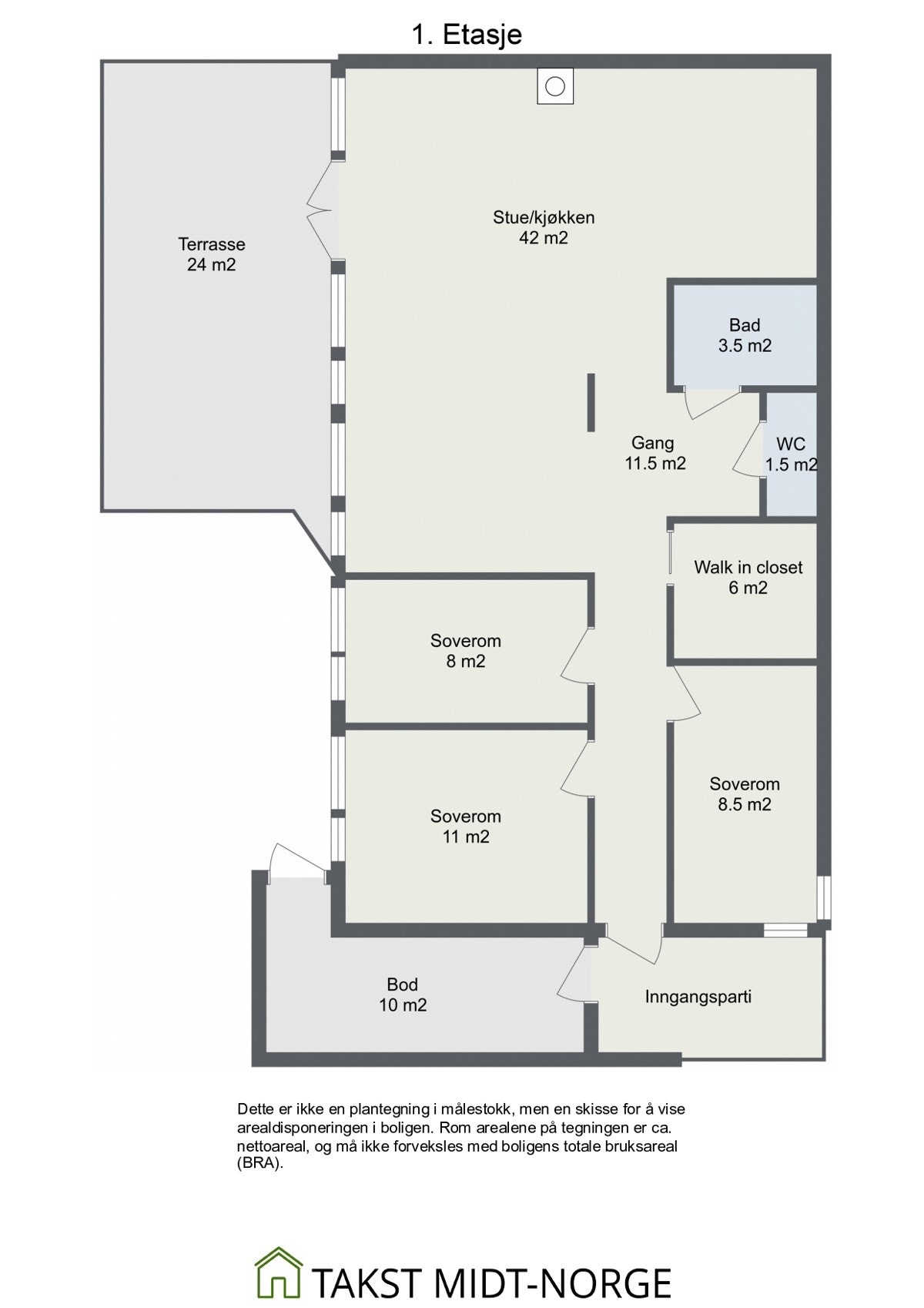 Planskisse. Øvrig: garasje i rekke medfølger. Galleribilde