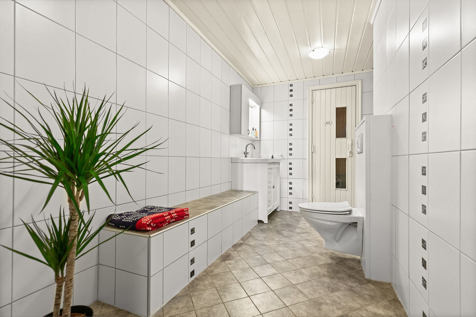 Bad/WC i kjelleretasjen med dør til badstua. Galleribilde