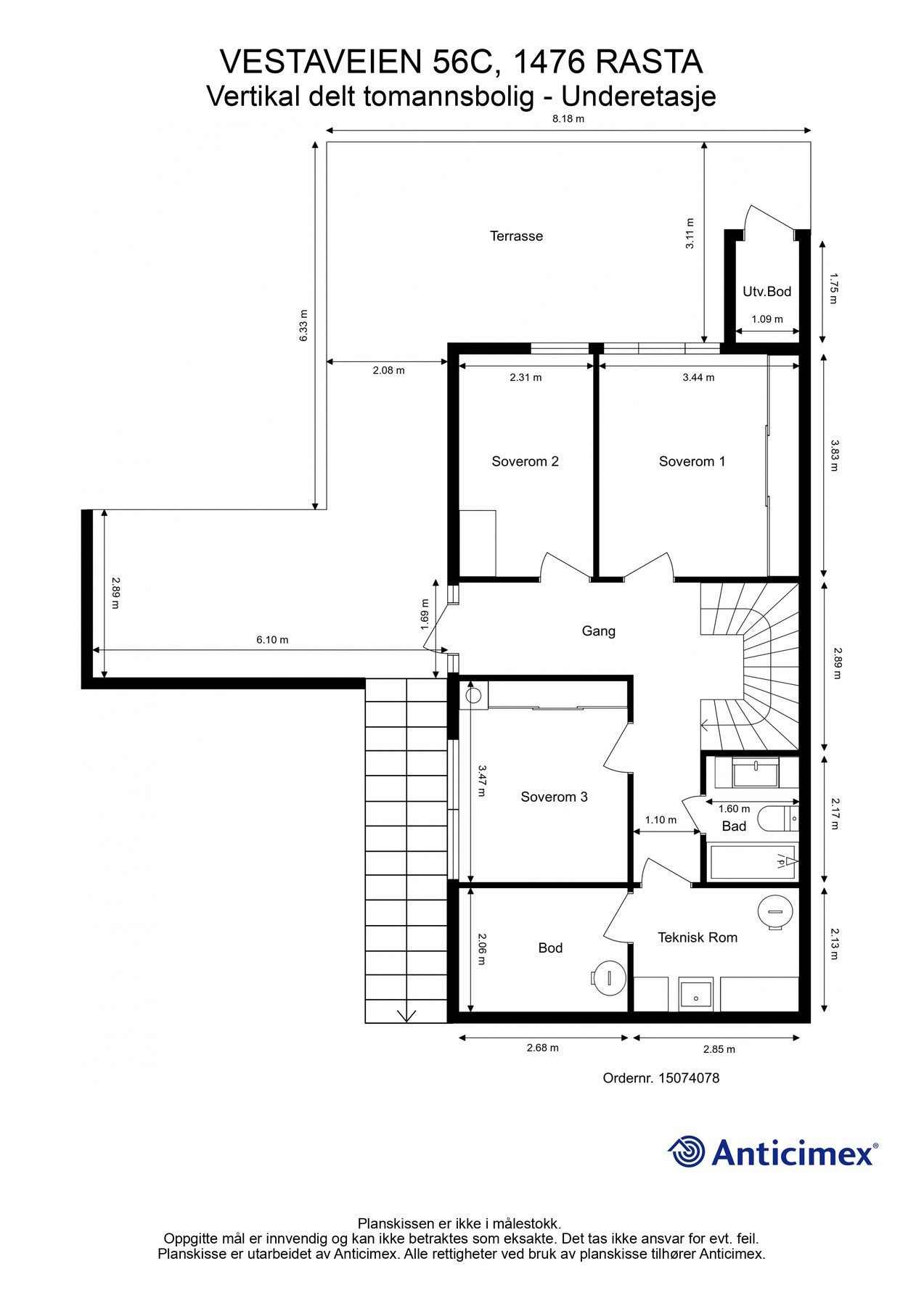 Nå skal vi inn, men først planskisse så du får orientert deg litt før du ser videre. Galleribilde