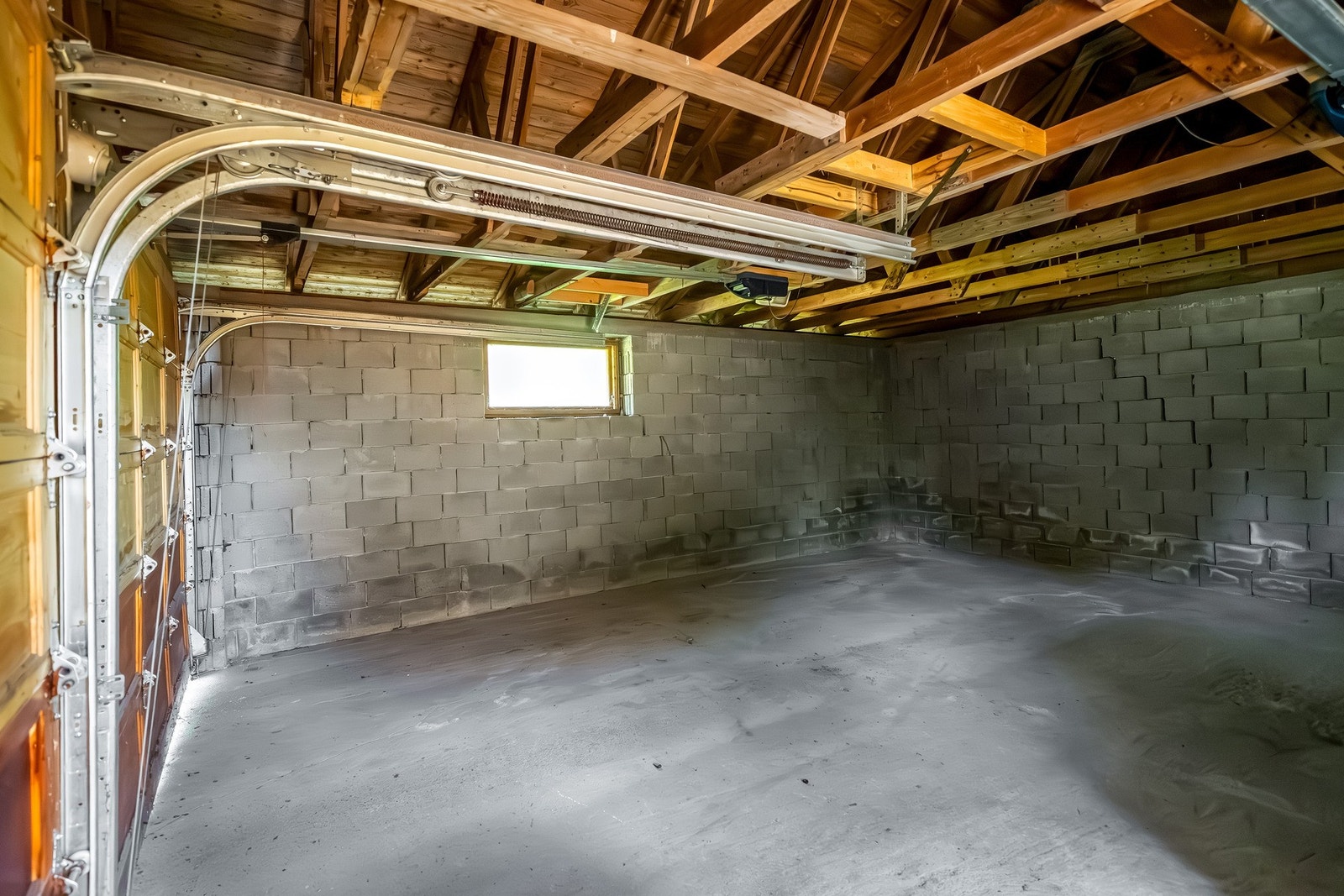 Garasjen har to løp, og har praktisk betonggulv. Galleribilde