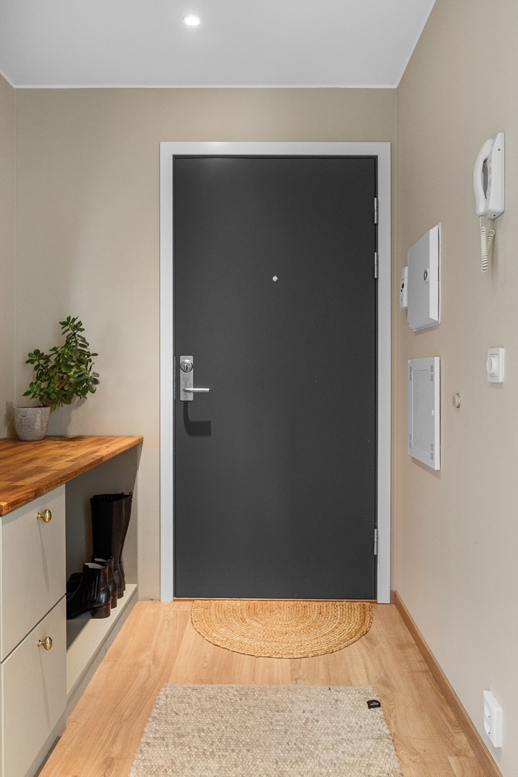 Her er det dørtelefon for betjening av ytterdøren. Galleribilde