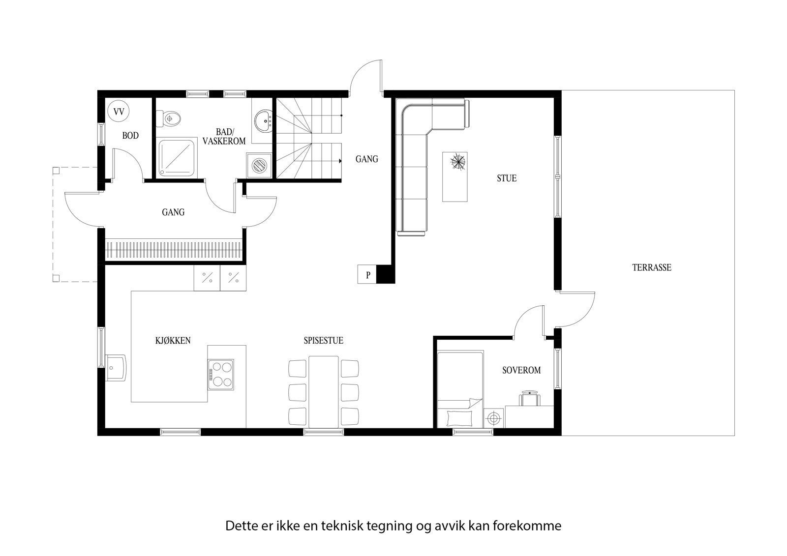 Plantegning 1. etasje Galleribilde