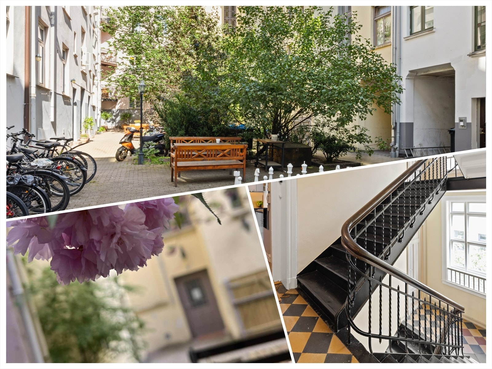 Sameiet har koselig bakgård med nydelig beplantning og flere sittegrupper til glede for beboerne. Sykkelparkering. Galleribilde