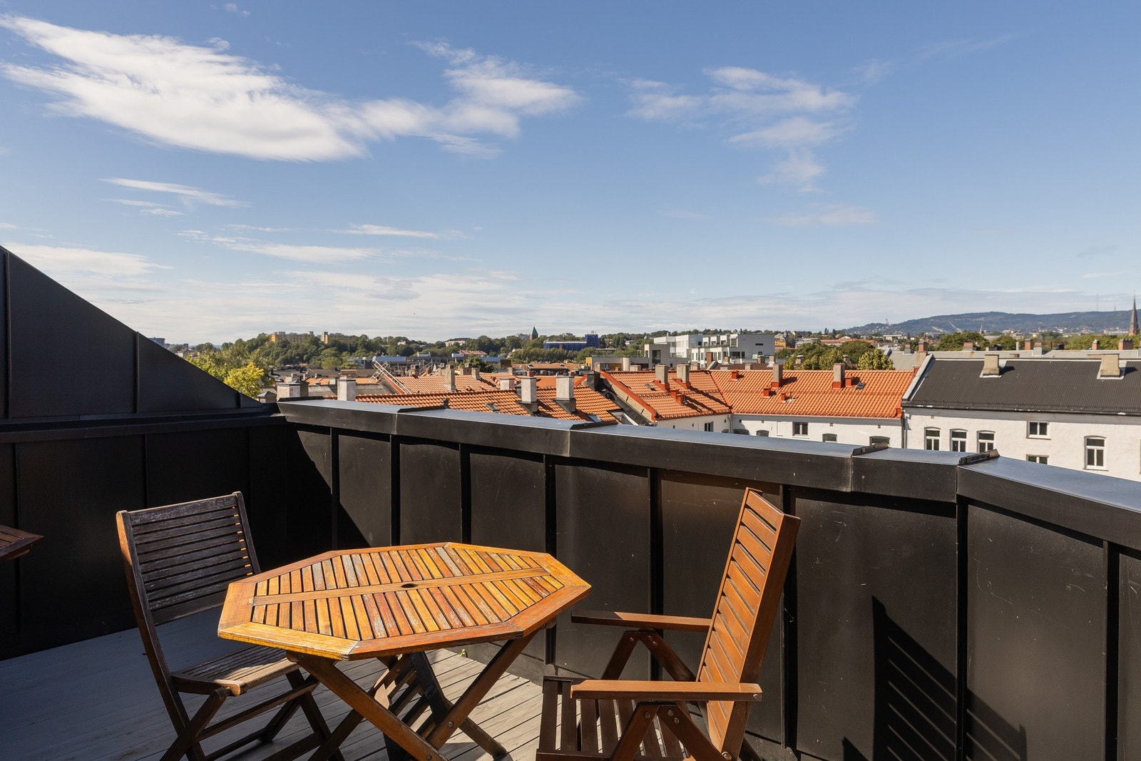 Borettslaget tilbyr også flotte fellesfasiliteter, blant annet et lokale på loftet som kan bookes til større arrangementer. Her finner du også en trivelig felles takterrasse. Galleribilde