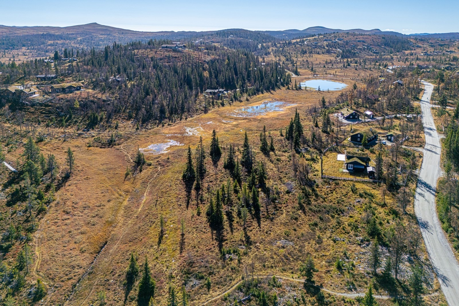 Veletablert hyttefelt med store og romslige tomter. Sikrer mye luft og lite bygging i umiddelbar nærhet Galleribilde