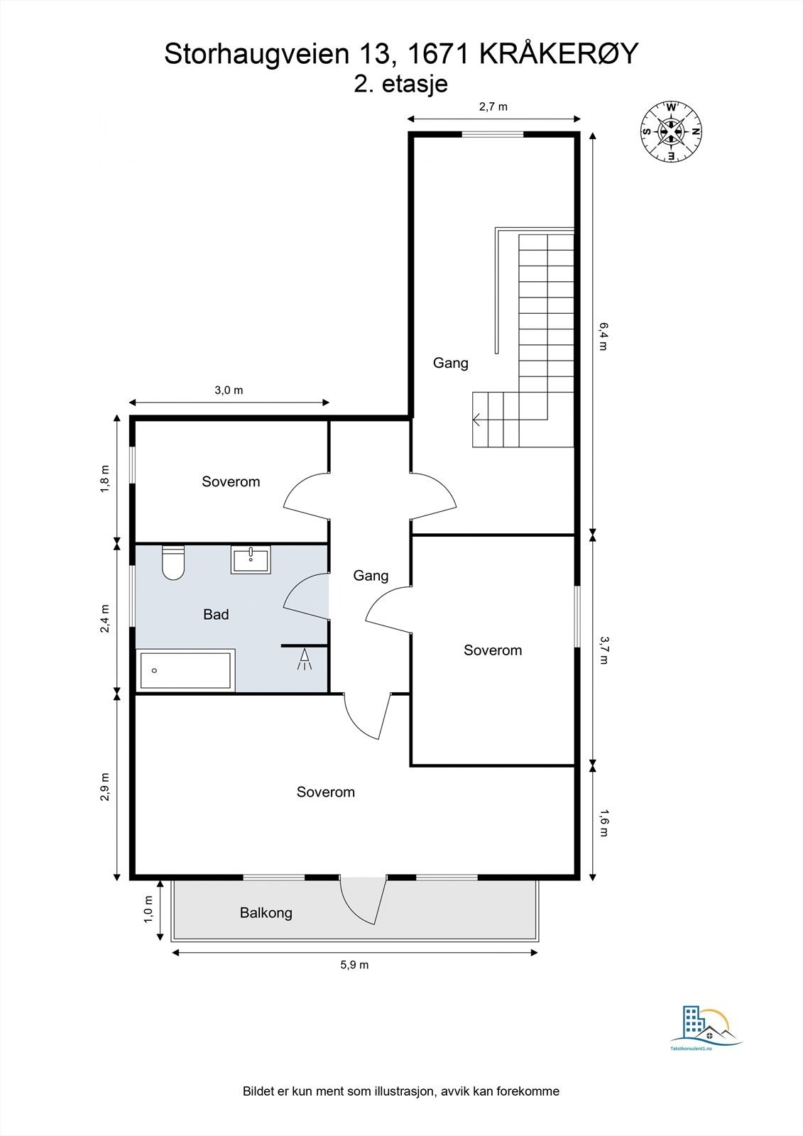 Veiledende planskisse av husets 2. etasje Galleribilde