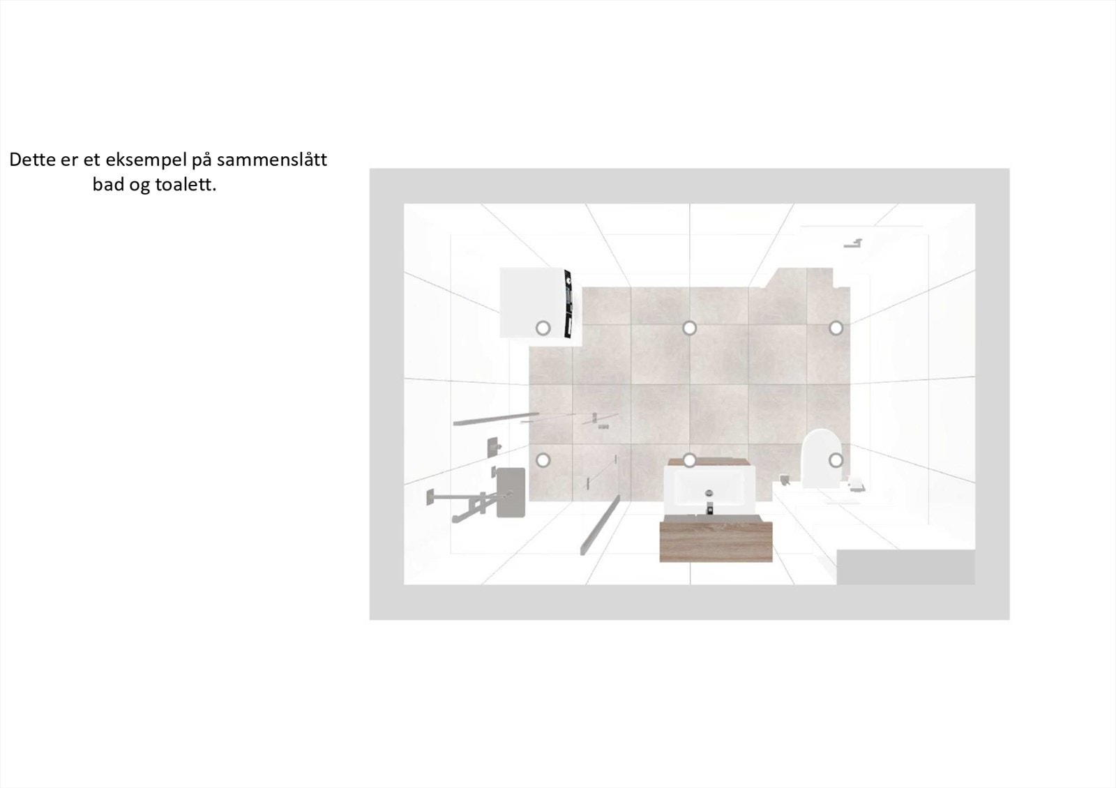 Eksempel på sammenslått bad og toalett (arbeid gjøres i regi av sameiet) Galleribilde
