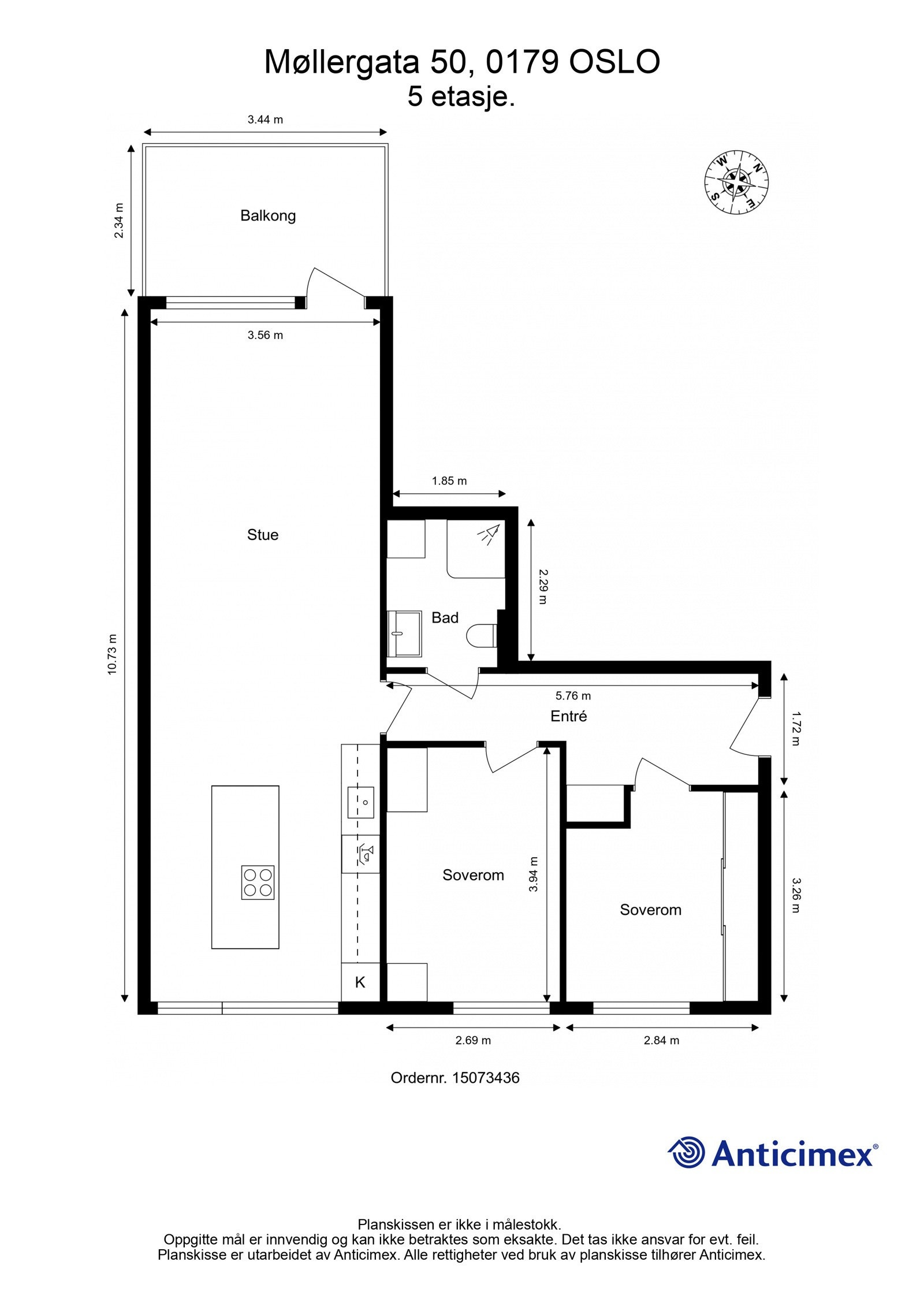 Plantegning med mål. Galleribilde