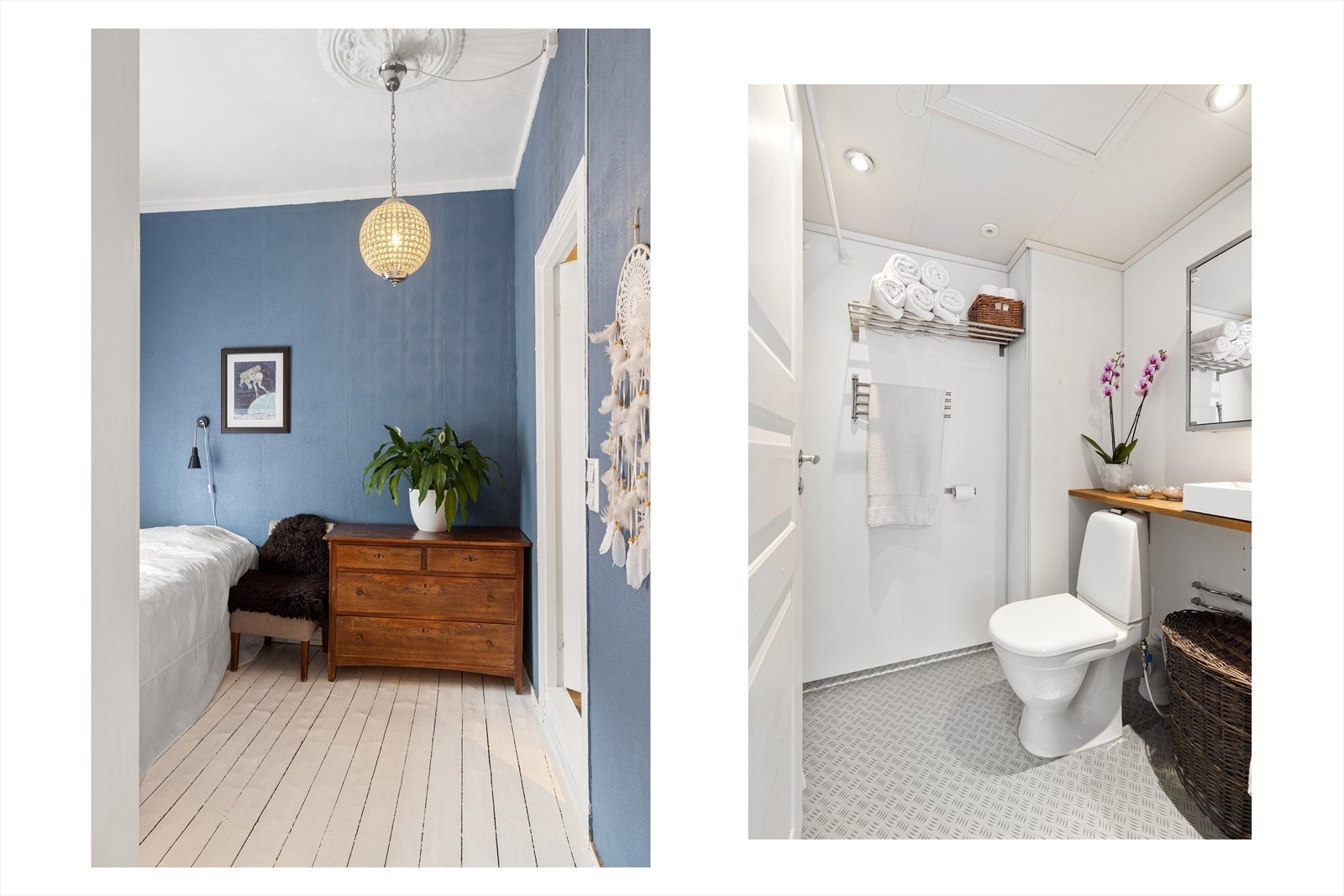 Fra hovedsoverommet er det inngang til leilighetens bad. Galleribilde