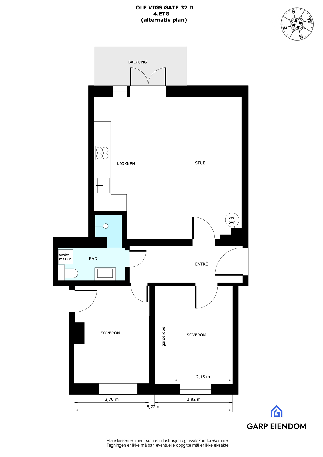 Alternativ plantegning som 3-roms Galleribilde