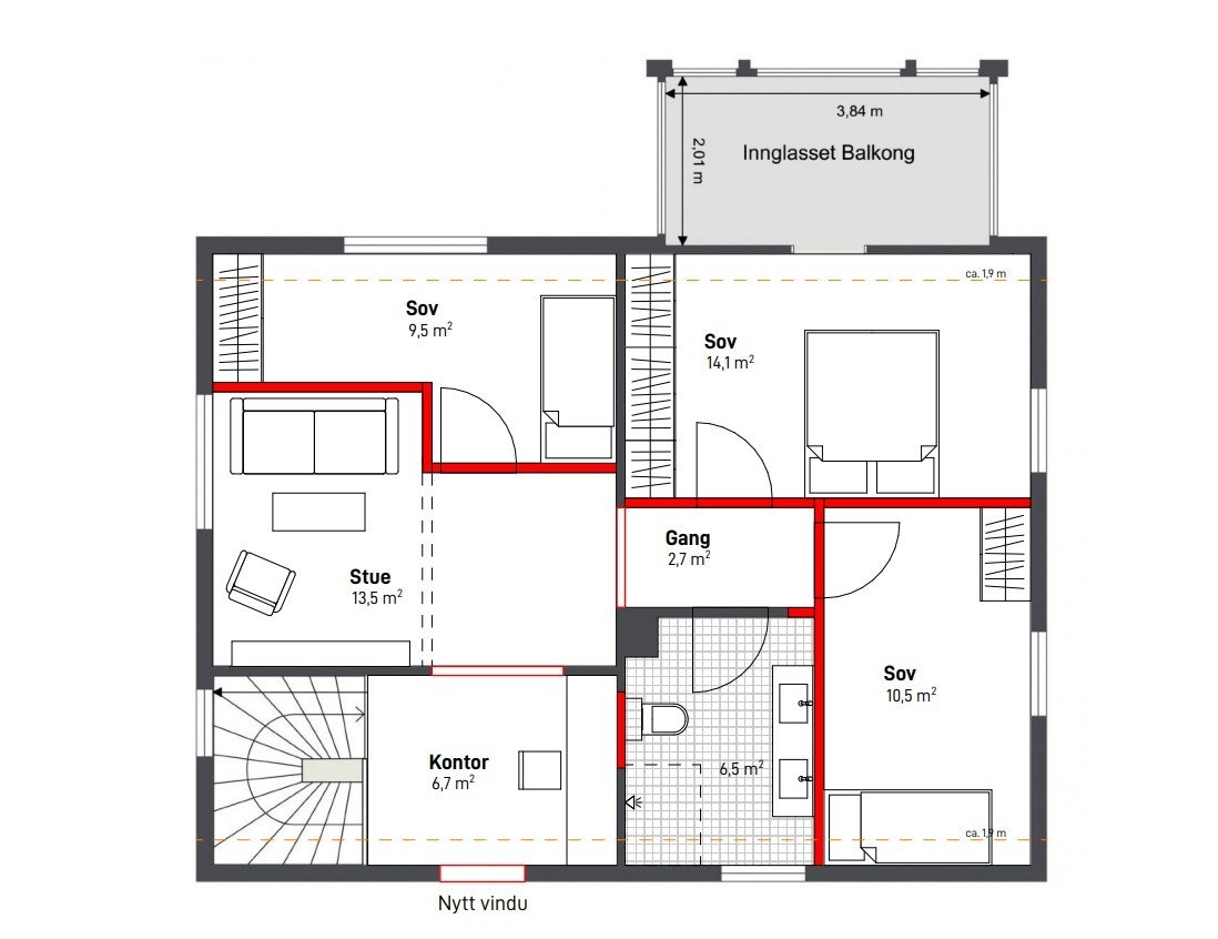 Alternativ planløsning 2.etg. versjon 2 Galleribilde