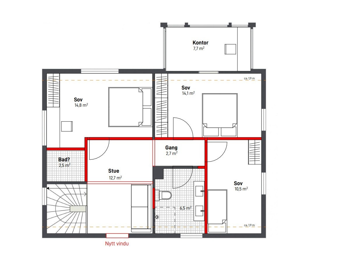 Alternativ planløsning 2.etg. versjon 1 Galleribilde