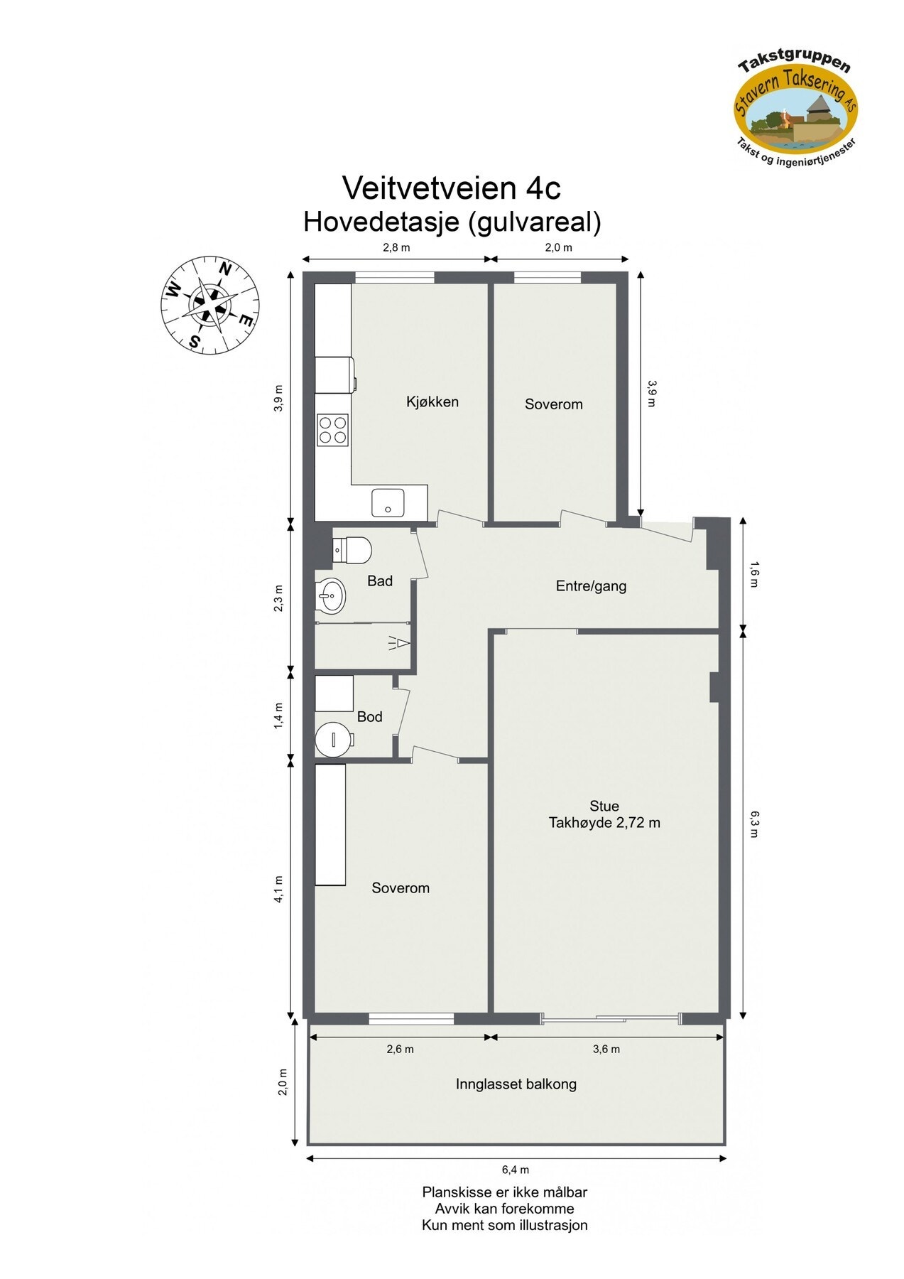 Oppmålt planløsning Galleribilde