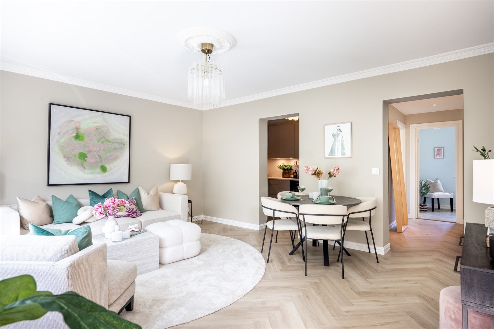 - Vakkert vinylgulv i fiskebensmønster - Galleribilde