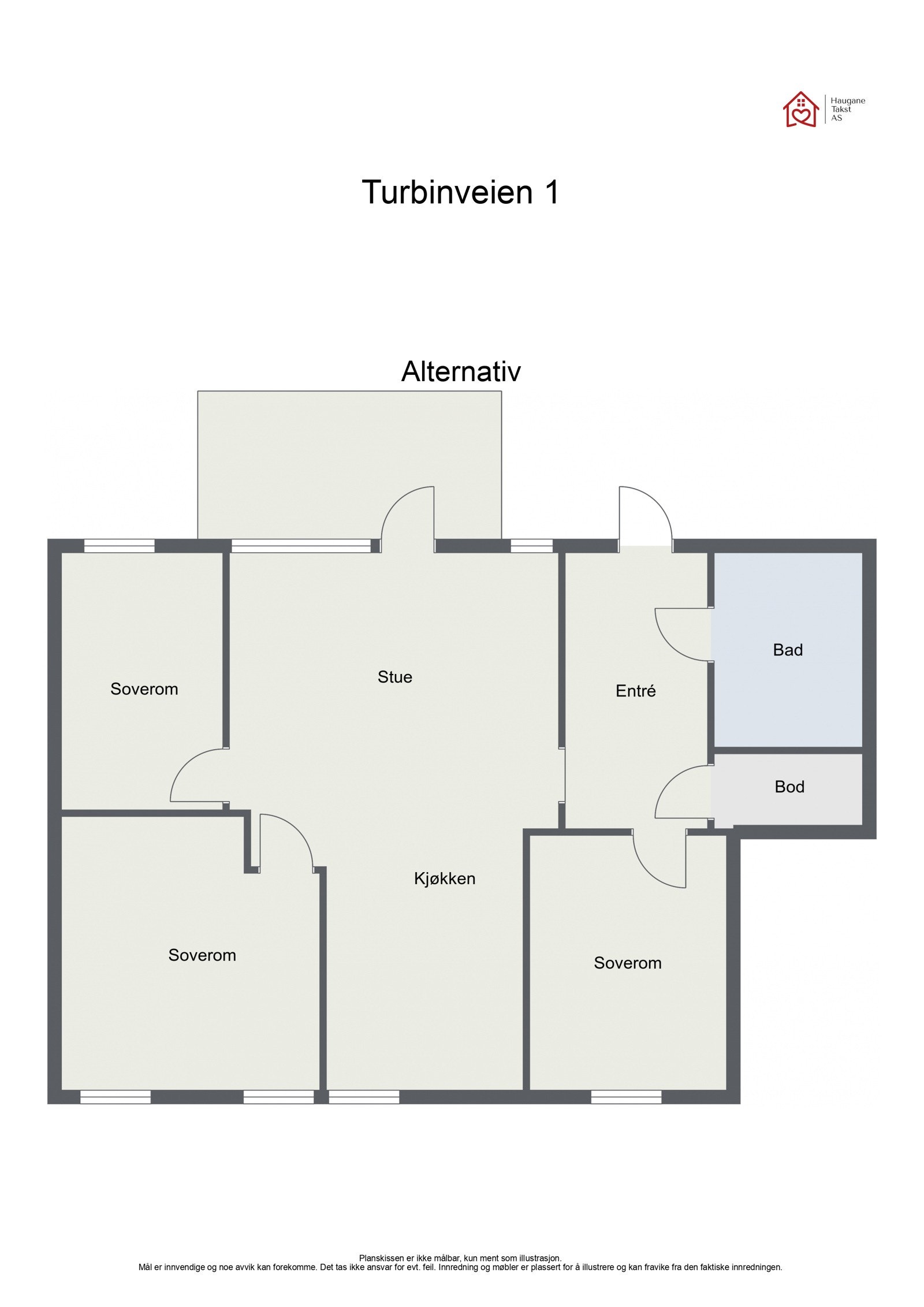 Alternativ plantegning med et ekstra soverom Galleribilde