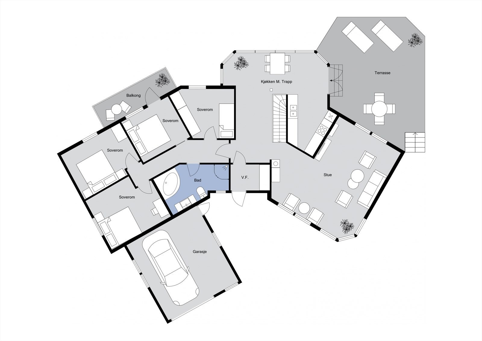 Planløsning 1. etasje Galleribilde