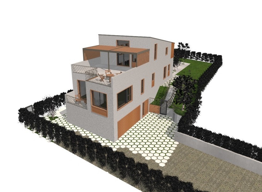 Inspirasjonsbilde - vi gjør oppmerksom på at bildet er kun til inspirasjon og påtegnet hus er ikke omsøkt hos/gitt tillatelse av kommunen. Galleribilde