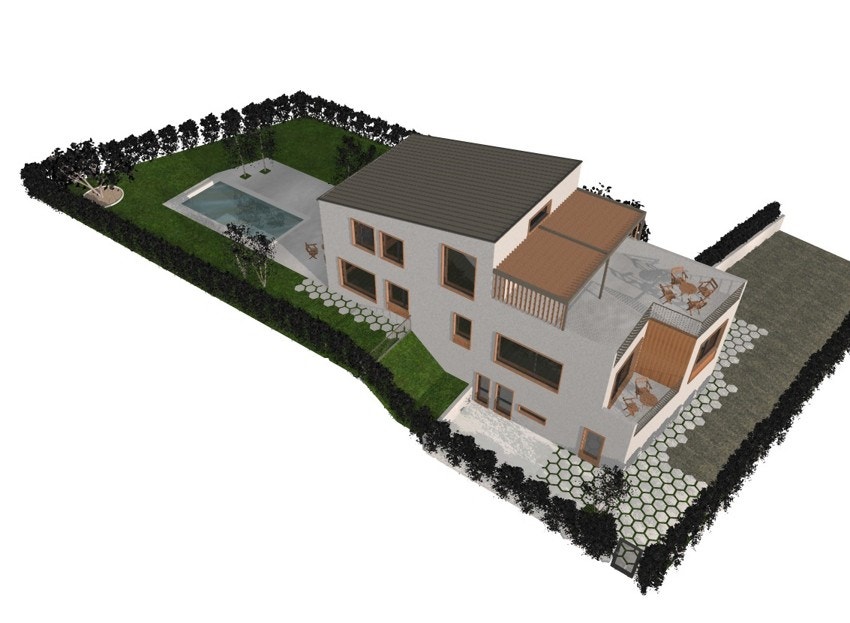 Inspirasjonsbilde - vi gjør oppmerksom på at bildet er kun til inspirasjon og påtegnet hus er ikke omsøkt hos/gitt tillatelse av kommunen. Galleribilde