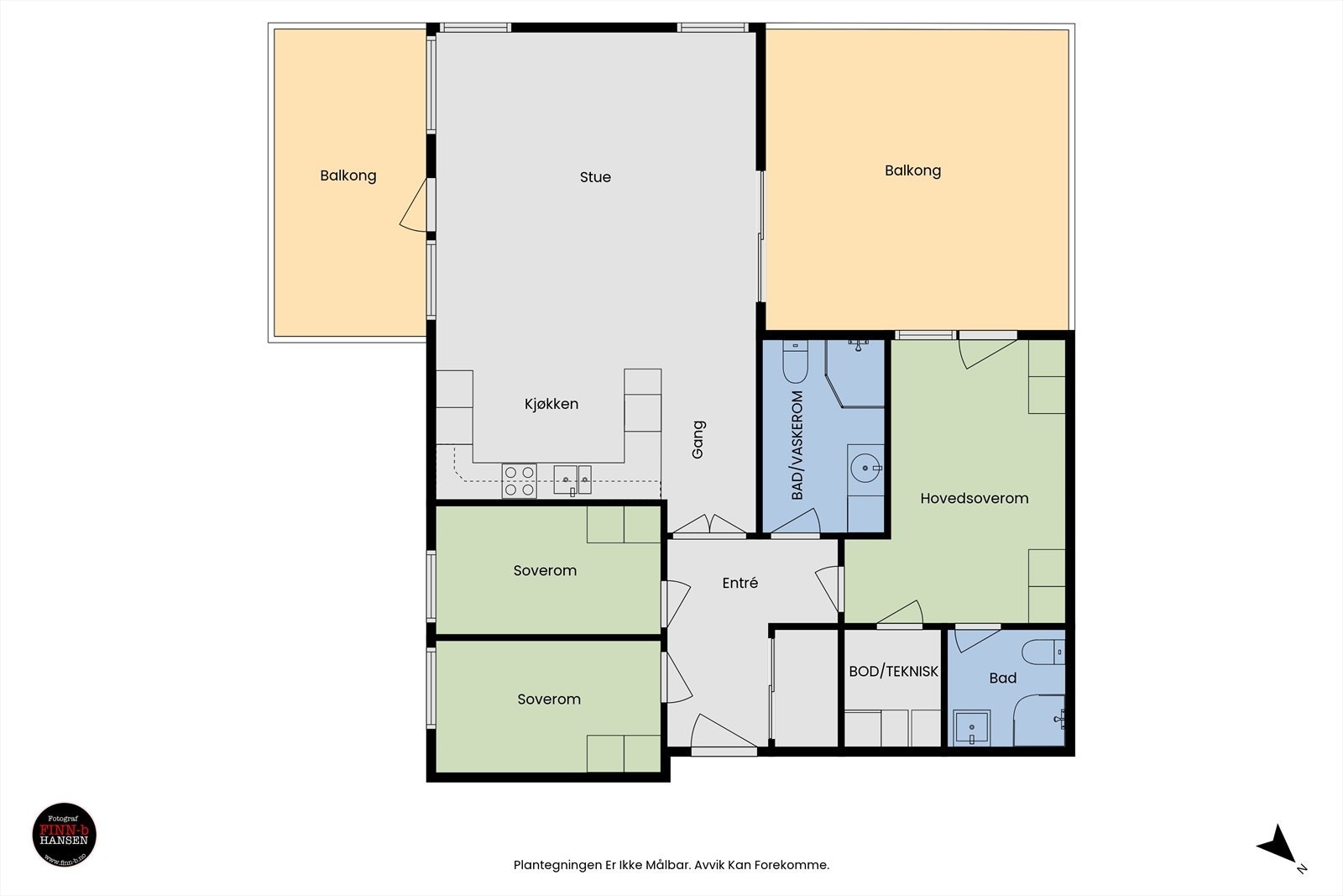 Leiligheten har en praktisk og god planløsning Galleribilde