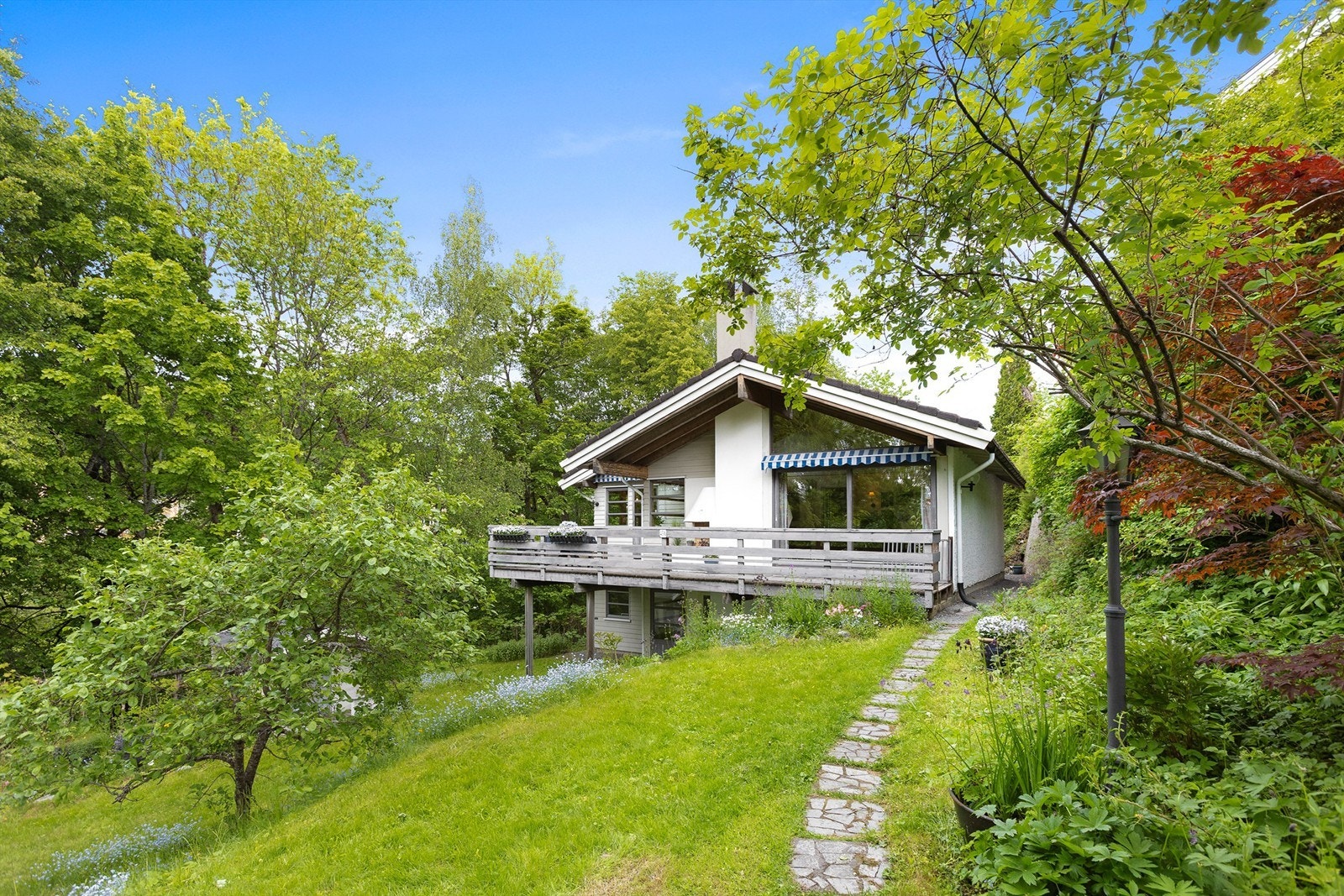 Enebolig over to plan beliggende skjermet og tilbaketrukket - Hybel - God takhøyde - Kort vei til buss. Galleribilde