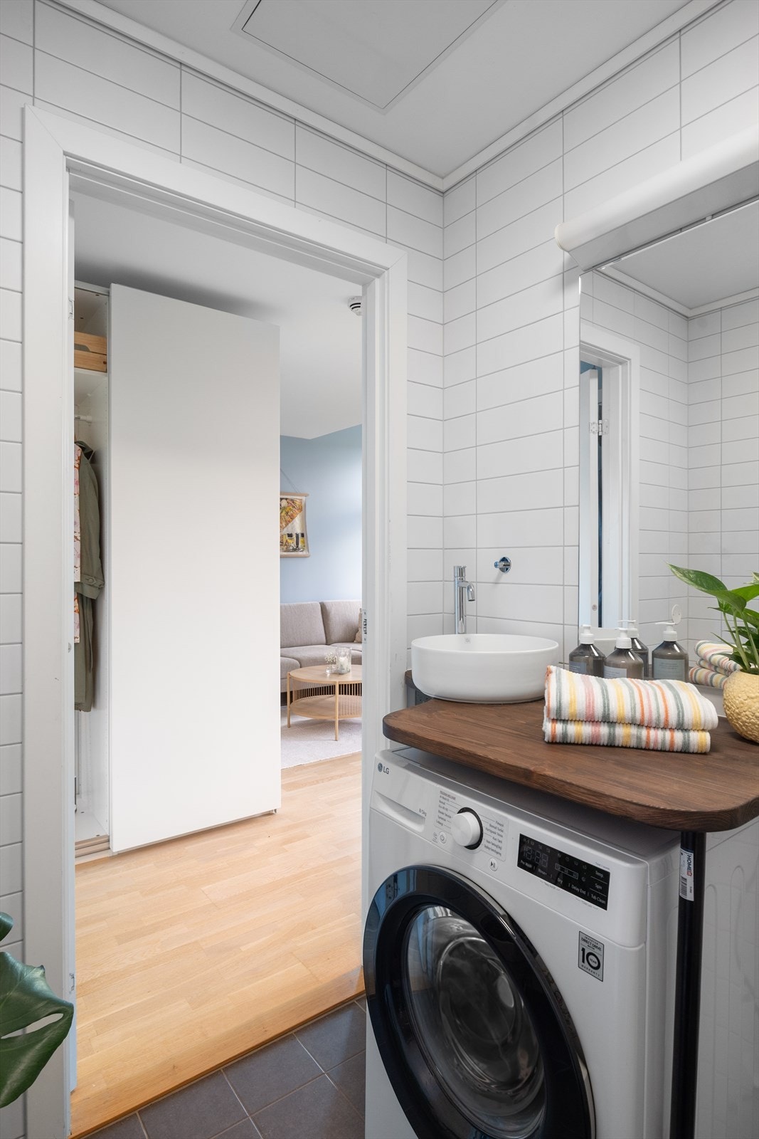 Det er opplegg for vaskemaskin. Galleribilde