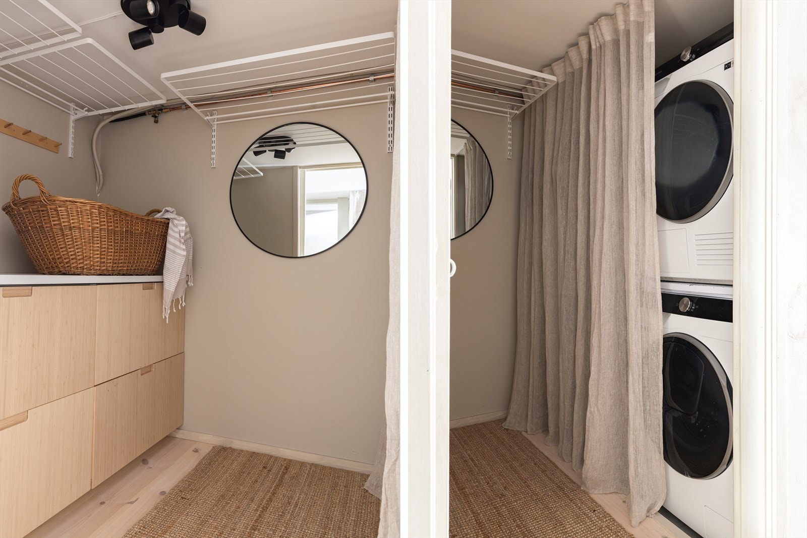 I underetasjen finner du et praktisk vaskerom med plass til både vaskemaskin og tørketrommel - perfekt for en effektiv hverdag. Galleribilde