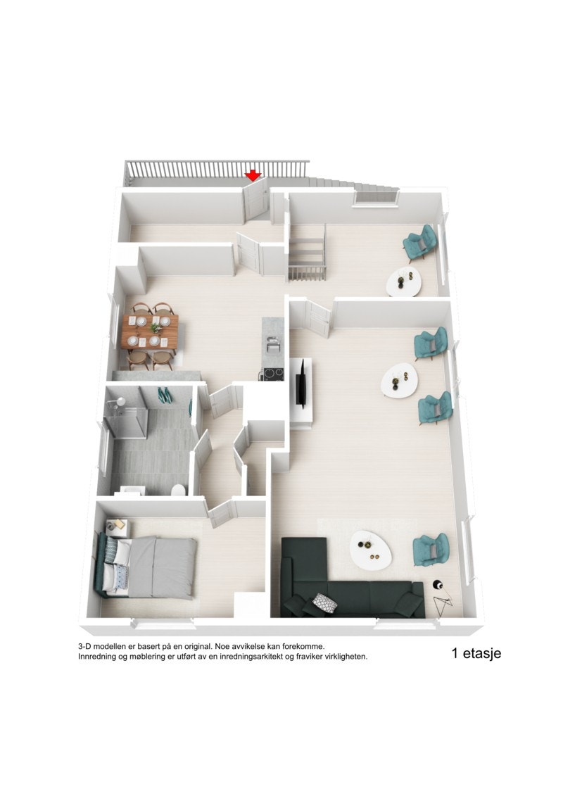 3D plantegning 1.etg. Galleribilde