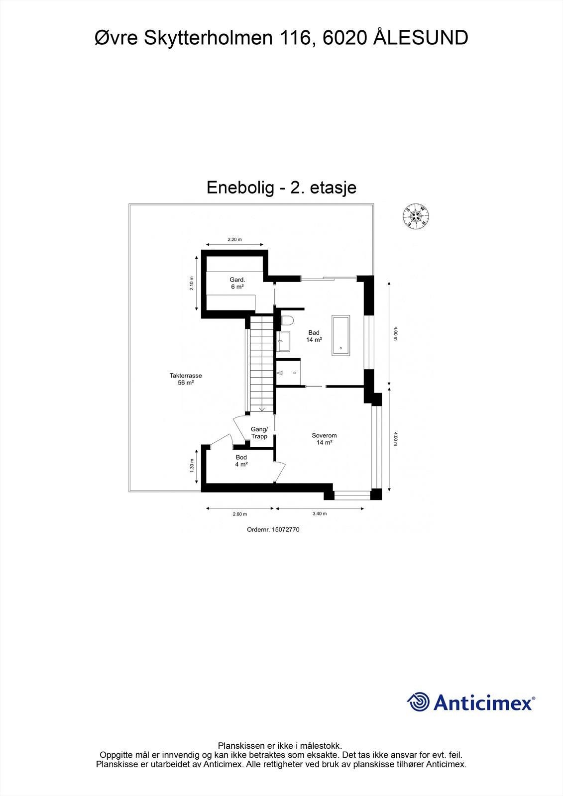 Målsatt plantegning 2. etasje Galleribilde