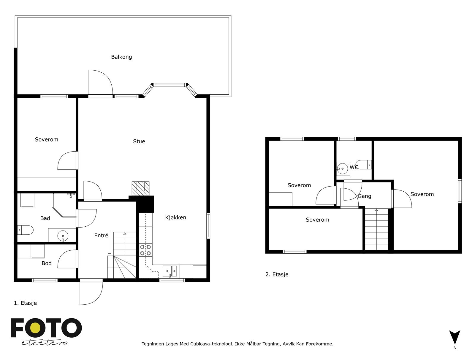 1. og 2. etasje - Plantegning - Ikke målbar Galleribilde