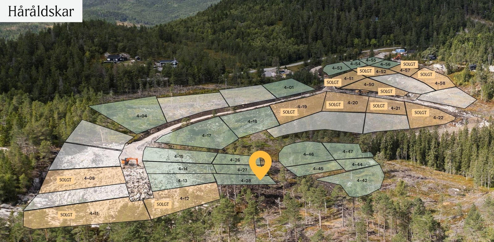 Tomtekart Håråldskar med tomt 4-28 markert Galleribilde