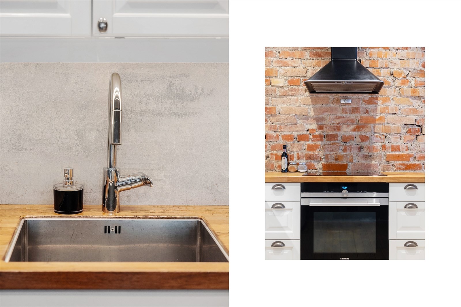 Leiligheten byr på en gjennomført kombinasjon av moderne løsninger og klassiske elementer - som synlig teglstein Galleribilde