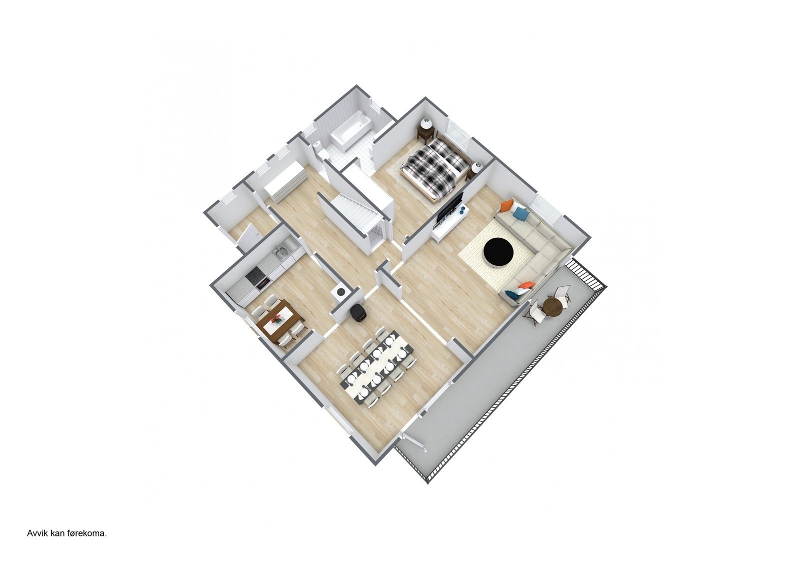 Planteikning 3D - 1. etasje. Galleribilde